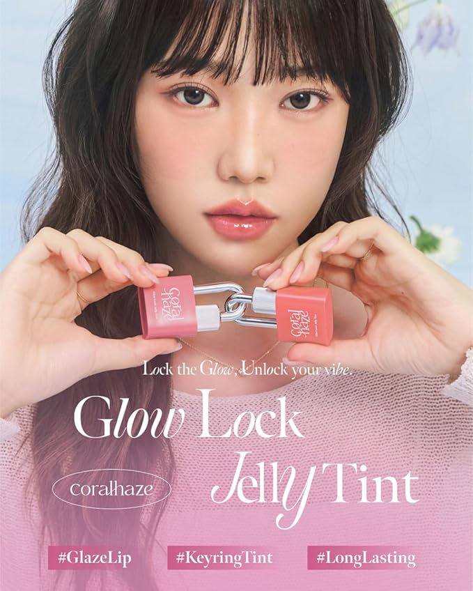 CORLAHAZE Glow Lock Jelly Tint 102 Candy 4g, Hydrating Jelly Glow Lip Stain, High-Shine, Long-Lasting Color Moisturizing Lip Enhancer with Rosehip Oil, Collectible Lock-Shaped Design, Korean Makeup