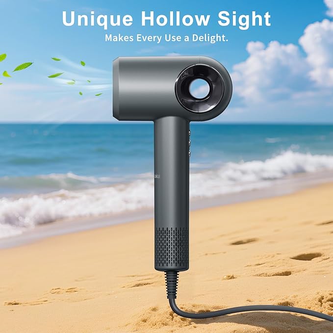 Hair Dryer, High-Speed Ionic Low Noise Blow Dryer with Diffuser for Fast Drying, Professional 500 Millions Negative Ionic Thermo-Control Hairdryer, Travel with Magnetic Diffuser & Nozzle