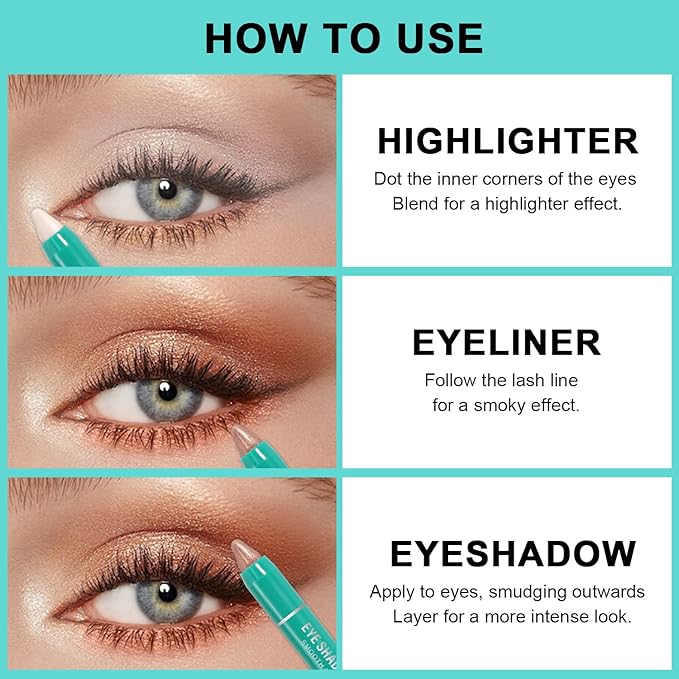 8 Colors Cream Eyeshadow Stick Set, Matte and Smooth Eye Shadow Sticks, Waterproof Long Lasting High Pigmented Eye Shadow Sticks