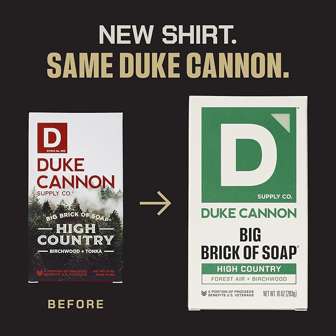 Duke Cannon Supply Co. Extra Large Big Brick Bar Soap - Men's Triple-Milled Bar Soap with Masculine Scents - Forest Air + Birchwood - All Skin Types - High Country, 10 oz