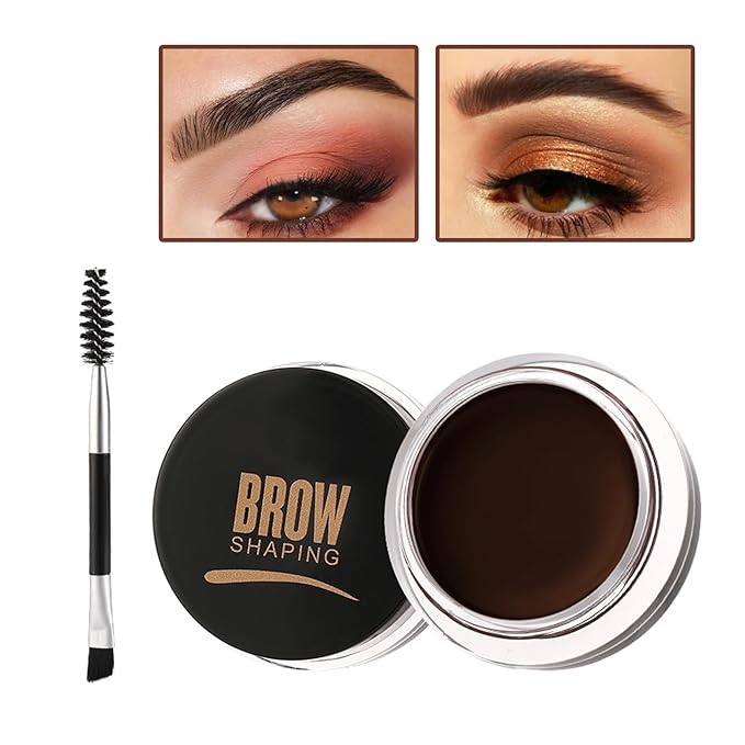 Eyebrow Pomade Brow Gel Pomade,Long Lasting Waterproof and Enhancers Eyebrow Soft Smooth,Eyebrow Makeup Gel with Eyebrow Brush for Girls and Women-Black Coffee