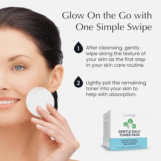 La Pure Korean Toner Pads With Witch Hazel - 100 Ct | Hydrating, Exfoliating Pads & Pore Care Korean Skincare - Gentle, Alcohol-Free, with Glycerin and Centella for Sensitive Skin by La Pure Cosmetics