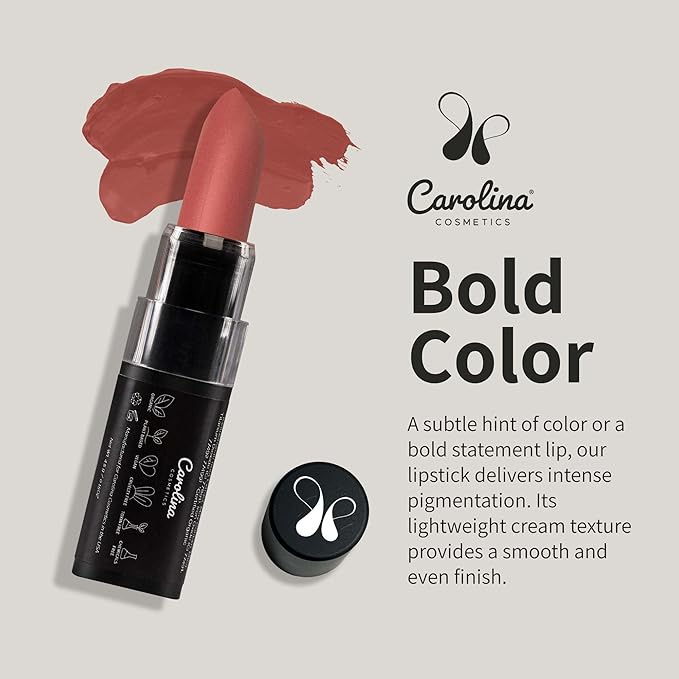 Plant-Based Moisturizing Lipstick - Japa Mala Shade 0.15oz- Hydrating with Cocoa Oil, Gluten-Free, Vegan, Non-GMO, Paraben-Free - Lightweight Cream Texture