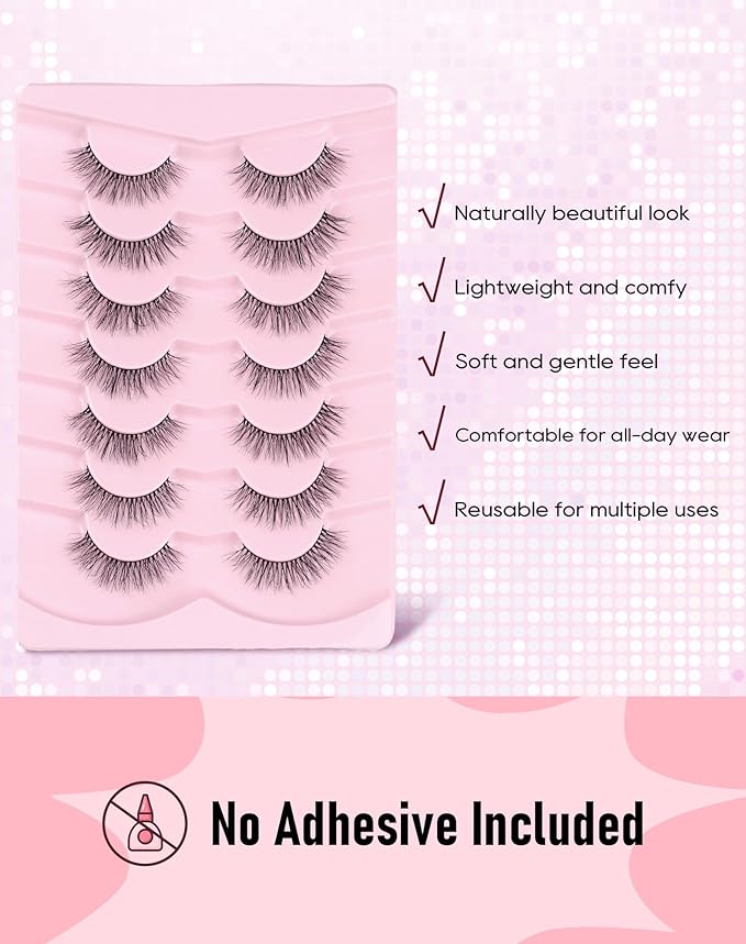 Frihappy Natural False Eyelashes Cat Eye Lashes Natural Eyelashes Wispy Lashes Fake Eyelashes Natural Look False Lashes Mink Lashes FRH-243
