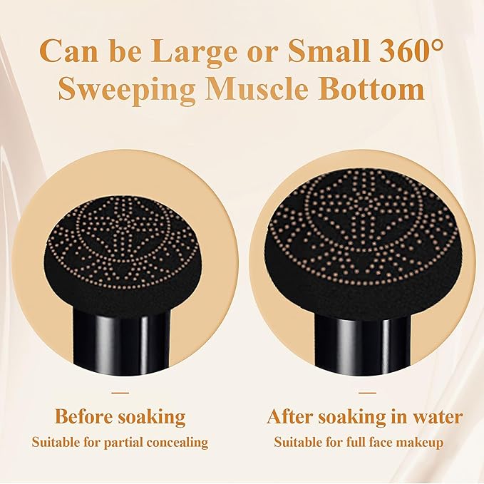 Mushroom Head Air Cushion CC Cream - BB Cream Foundation for Concealer Full Coverage Skin Brighten Long - Lasting Moisturizing, Cushion Foundation Color Correcting for All Skin Types (Natural)