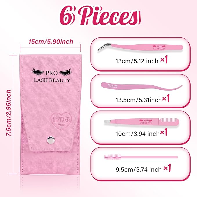 PRO Lash Tweezers Eyelash Applicator 3 IN 1 Tweezers Kit with Brush(3 pcs-02)