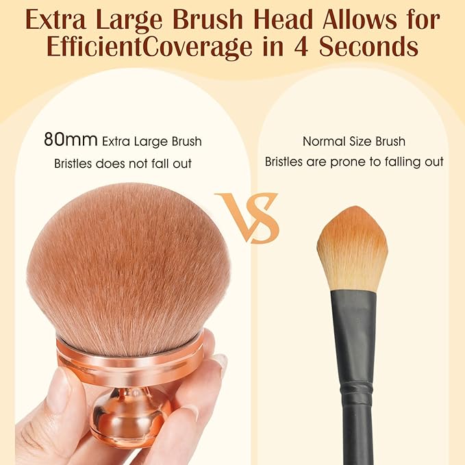 Extra Large Tanning Brush Self Tanner Brush 3.2inch Kabuki Tanning for Self Tan Back Applicator Wide-headed Blend Blur Body Makeup Kabuki Foundation Body Tanner With Drawstring Bag (silvery)