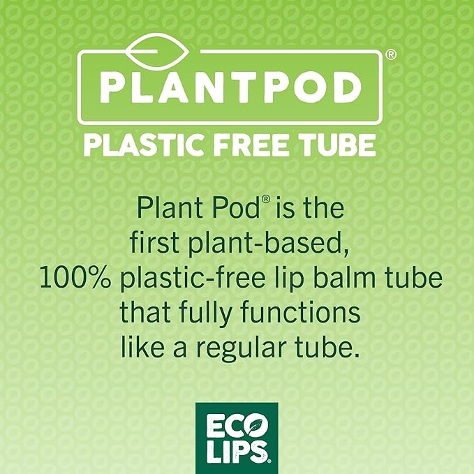 Vegan Lip Balm Sweet Mint by Eco Lips flavor 3 Pack Natural Bee Free with Candelilla Wax, Organic Cocoa Butter, & Coconut Oil Lip Care. 100% Plastic-Free Plant Pod Packaging - Made in USA