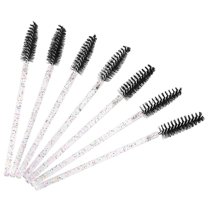 BTYMS 100 Pieces Eyelash Mascara Brushes Disposable Lash Wands Makeup Applicators Eyebrow Spoolies Brush for Eyelash Extensions - Black