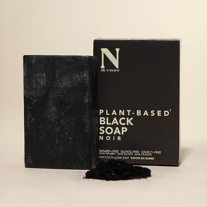 Dr. Natural Black Bar Soap, 5 oz - Ultra-Moisturizing Natural Soap with Shea Butter - Safe for Family and Pets - Helps Reduce Acne and Blemishes - Organic Bar Soap for Hands, Body Wash, Laundry