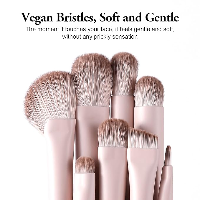 Eyeshadow Brush Set, 8 Pcs Professional Eye Make up Blending Brushes for Eyebrows Eyeliner Eye Shadow, Soft Hairs & Wood Handle