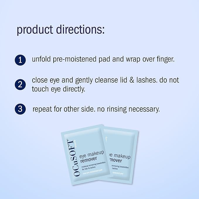 OCuSOFT Beauty Eye Makeup Remover, Individually Wrapped Makeup Removing Towelettes for the Face, Lids and Lashes, 36 Count