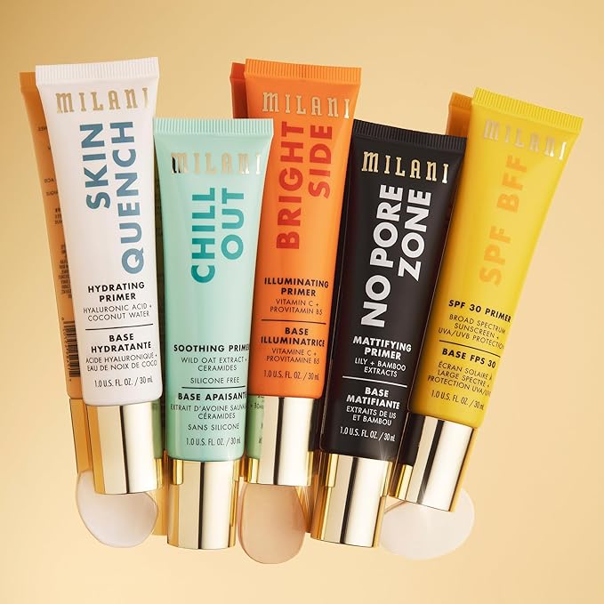 Milani Face Primer for Makeup - Bright Side Brightening & Illuminating Primer with Vitamin C, Squalane & Jojoba Oil, 1.0 Fl. Oz