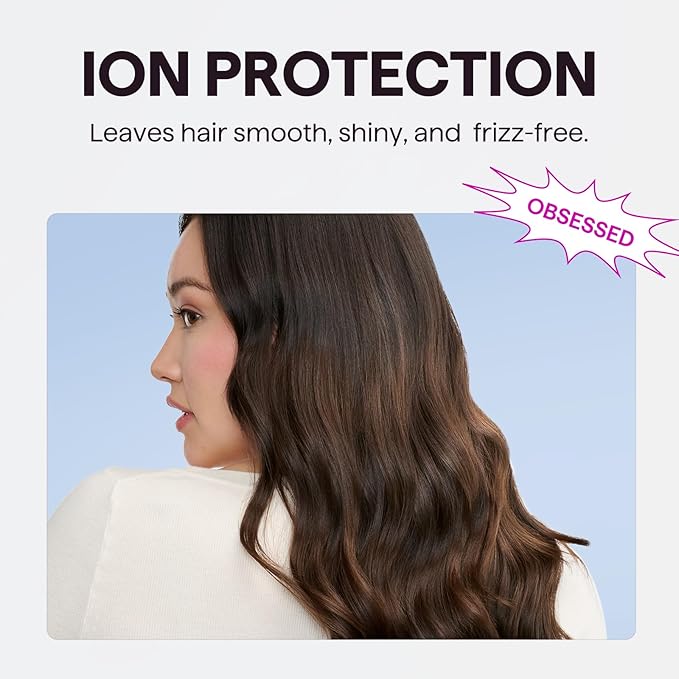 Wavytalk Hair Dryer with Diffuser, Blown Away Ionic Hair Dryer for Curly Hair with Comb, 1875W Fast Drying Blow Dryer with Ceramic Technology, 3 Attachments for All Hair Types, Light and Quiet, Green