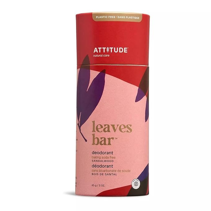 ATTITUDE Natural Deodorant, Aluminum-free, Odor Control & Long Lasting, Nourishing Ingredients, Castor and Jojoba Oils, Baking Soda-free, EWG Verified, For Men and Women, Sandalwood, 3 Oz
