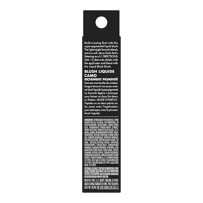 e.l.f. Camo Liquid Blush, Long-lasting Liquid Blush For High-pigment Color, Creates A Soft, Dewy Finish, Vegan & Cruelty-free, Peach Perfect