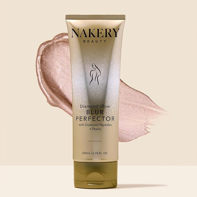 Nakery Diamond Glow Blur Perfector Face & Body Bronzer Shimmer - Illuminating Shimmer Lotion for Women Body - Hydrating Body Glow Shimmer with Diamond Peptides - Instantly Plumps & Tightens Skin