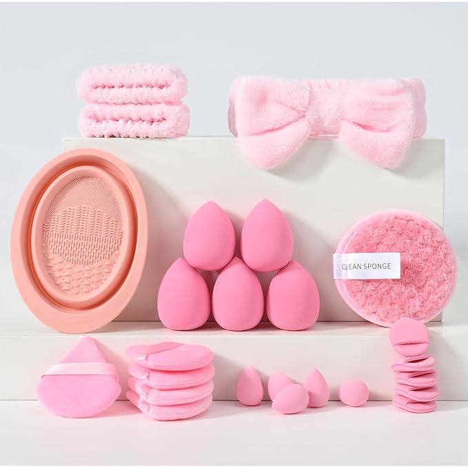 Makeup Brush Set for Foundation Concealer Eyeshadow and Travel, Include Make Up Brush, Sponge, 51PCS Pink