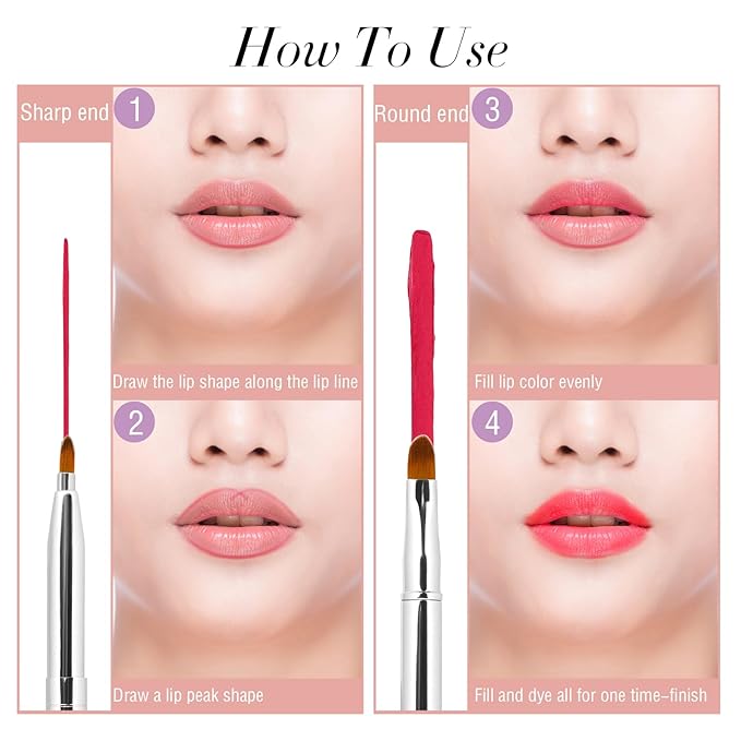 2 Pack Retractable Lip Brush for Lipstick Lip Gloss Double-Ended Lip Makeup Brushes with Cap Lipstick Brush Lip Balm Applicator Travel