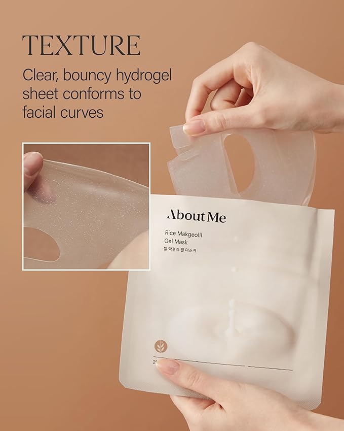 About Me Rice Makgeolli Gel Mask – Korean Gyeongbokgung Rice Powder Hydrogel Face Mask for All Skin Types – Traditional Fermentation with Galactomyces & Niacinamide – Korean Skin Care – 5 Sheet
