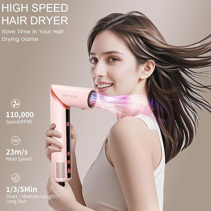 9 in 1 Wrap Air Hair Styler & Blow Dryer Brush - 110,000 RPM High-Speed, Foldable Ionic Hot Air Styler for Fast Drying, Volumizing & Curling, Multi-Styling Tool (Holiday Gifts for Women)