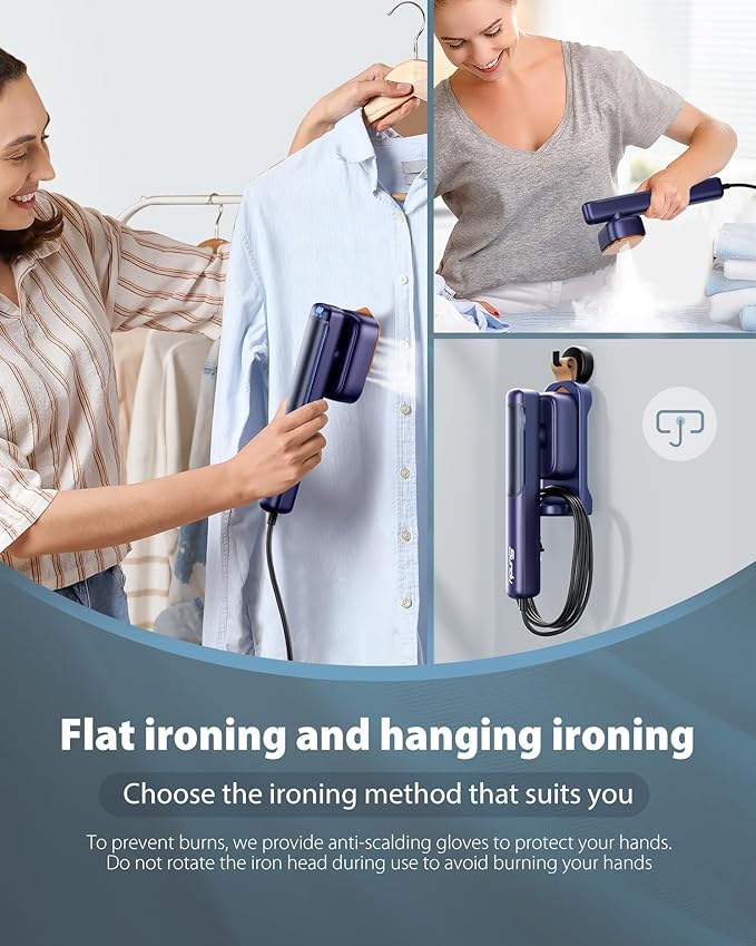 Travel Steamer for Clothes, 1100W Portable Steamer ＆ Iron 2 In 1, 10s Heat Up, Mini Clothes irons Dry Ironing, Ceramic Heat Panel, Large Tank, Garment Steamer for Home and Travel