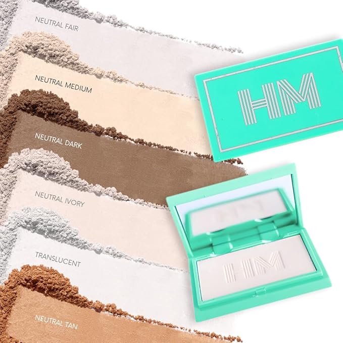 Haute Minute Translucent Smooth Setting Vegan Mini Pressed Powder Makeup and Blurring Face Powder Foundation Full Coverage — Perfect for Travel Size Make Up, Talc-Free, For Oily & Dry Skin with Mirror