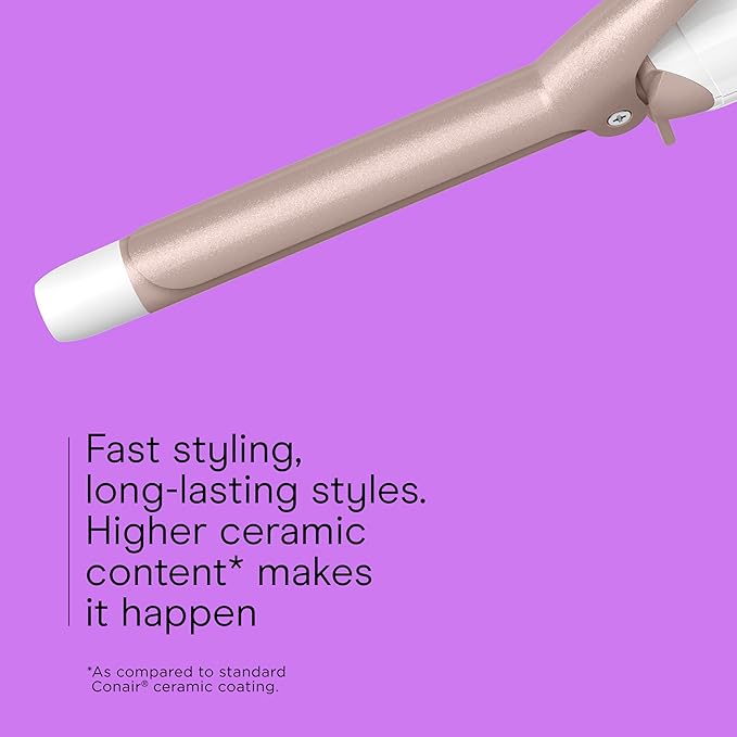 Conair Double Ceramic ¾-Inch Curling Iron, ¾-Inch Barrel Creates Tight Curls, Hair Curler for Use on Short, Medium, & Long Hair, White/Rose Gold