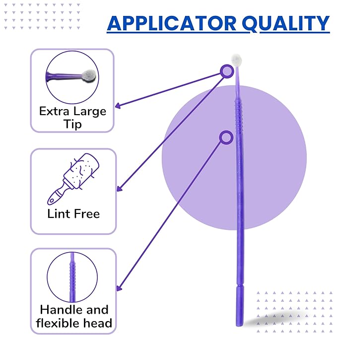 Disposable Micro Applicator Micro Brush for Makeup, Eyelash Extension, Lash and Mascara Application for Personal Care (100 Count (Pack of 1), Purple (XL))