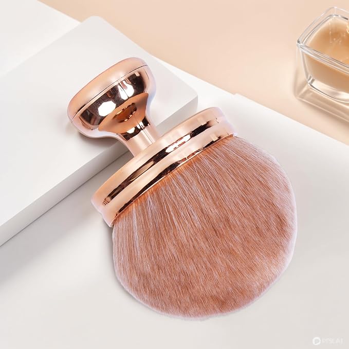 2Pcs Extra Large Body Makeup Brush, Self Tanning Blend Brush, 3 Inch Width Professional Kabuki Powder Brush Oval Face Leg Smudge Tool For Large Coverage Powder Foundation Blending Buffing