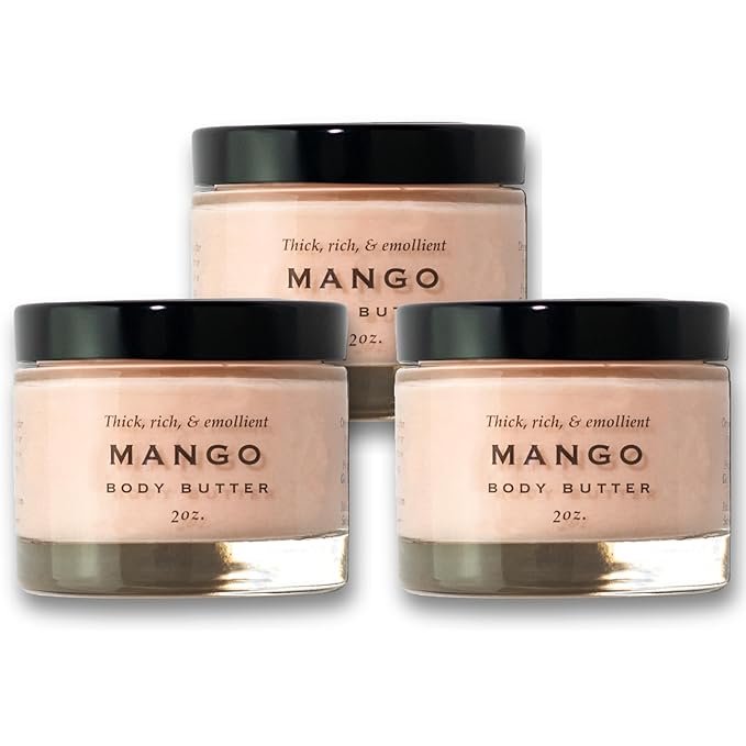Salt Cellar Spa Soothing Mini Body Butter Trio – Dead Sea Mineral-Infused Body Moisturizer for Soft, Hydrated Skin (3 x 2 oz) (Mango)
