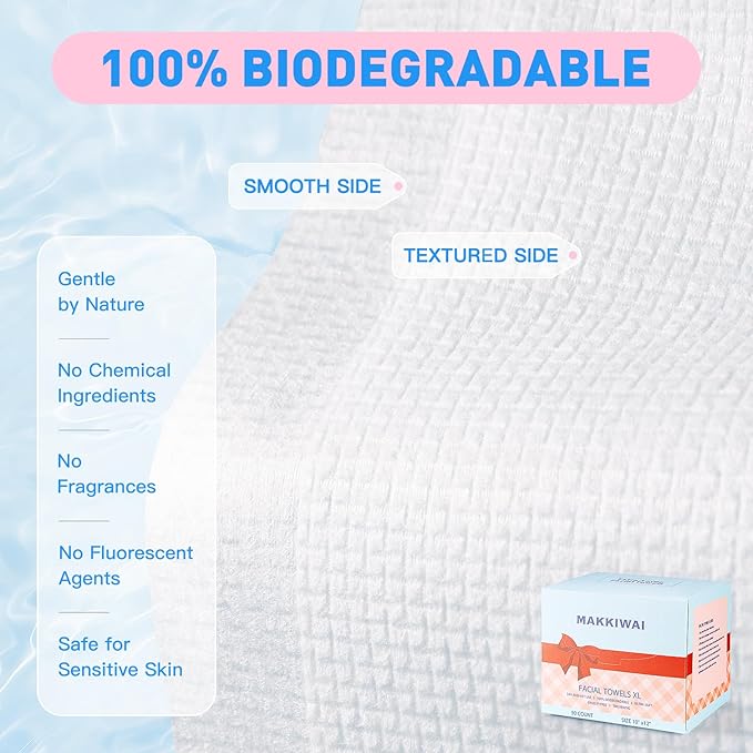 Face Towels Skin Club,1 Pack 100 Ct makeup remover wipes, 10"×12" Disposable eyelid wipes XL, Ultra Soft Makeup Remover Dry Wipes, Facial Towel