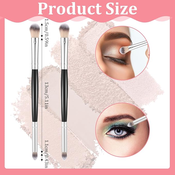 2pcs Eyeshadow Brush Eye Makeup Brush Smudge Brushes 2 in 1 Eyeshadow Double Ended Brushes Blending Small Soft Firm Pointed Foundation Applicator for Concealer Eyebrows Eyeliner