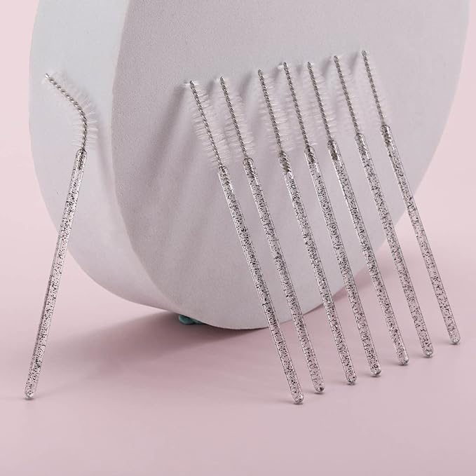 Tbestmax 300 Pcs Disposable Spoolies, Mascara Wand Eyelashes Brushes Applicator for Eyebrow Eye Lash Extension Black Stick White Head