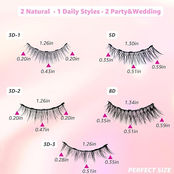Magnetic Eyelashes with Eyeliner Kit – Natural Look, Reusable & Easy to Apply Fake Eyelashes for Beginners, Magnetic Lashes with Applicator, Waterproof & Long-Lasting