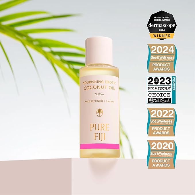 PURE FIJI Travel Size Nourishing Exotic Coconut Oil, Guava (3oz/90ml)