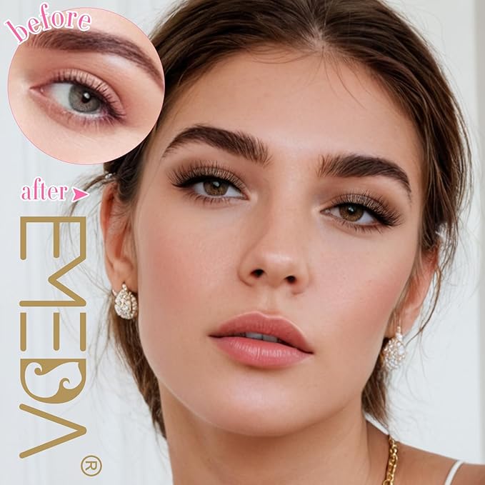False Lashes Cat Eye Natural Look Fluffy14 Pairs 16mm Wispy Pestañas Postizas Naturales Faux 3D Mink False Eyelashes Natural Look Strip Lashes Pack by EMEDA (ZR03）