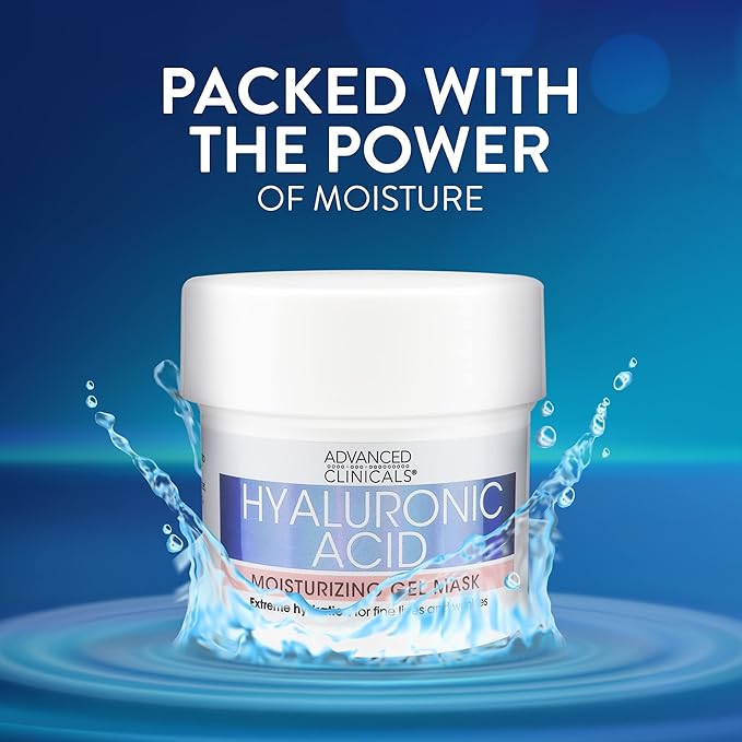 Advanced Clinicals Hyaluronic Acid Gel Facial Mask Skin Care, Brightening, Hydrating Anti Aging Face Mask & Moisturizer Helps Transform Dry Skin W/Collagen, Chamomile, Aloe Vera, 5 Fl Oz (Pack of 2)