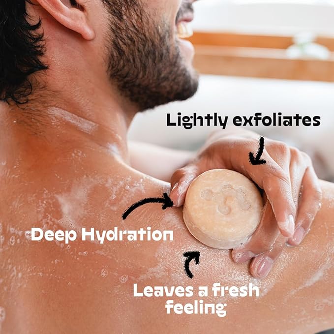 NOLE CARE Premium Oatmeal Body Wash Bar for Softer, Fresher Skin - Cleansing, Deep Hydration, Light Exfoliate, PH Balanced, With Sweet Almond Oil & Batana Oil - Compostable & Vegan, 3 oz