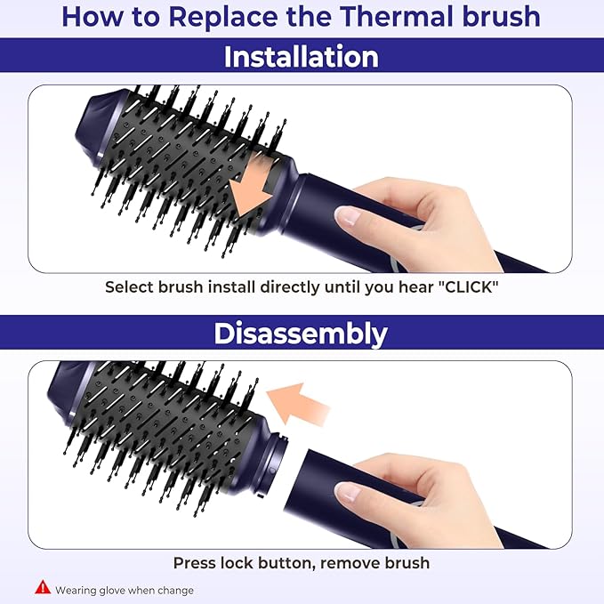 6 in 1 Hair Dryer Brush, Detachable Air Hair Styler Curling, Drying,Volumizing, Straightening, Negative Ionic Hair Dryer with Diffuser, Hair Styling Tools