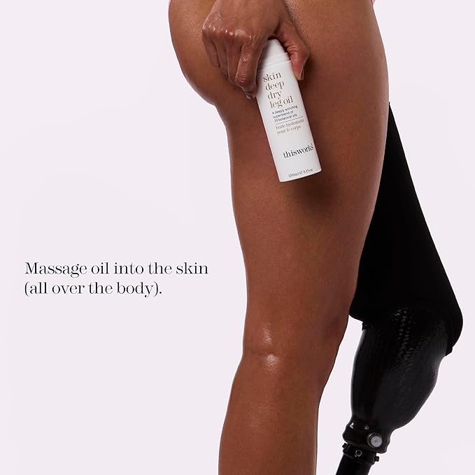 THISWORKS Skin Deep Dry Leg Oil – 100% Natural Body Oil Moisturizer with 13 Essential Oils & 6 Cold-Pressed Plant Oils, Hydrates & Nourishes Dry Skin, 5 oz / 150ml