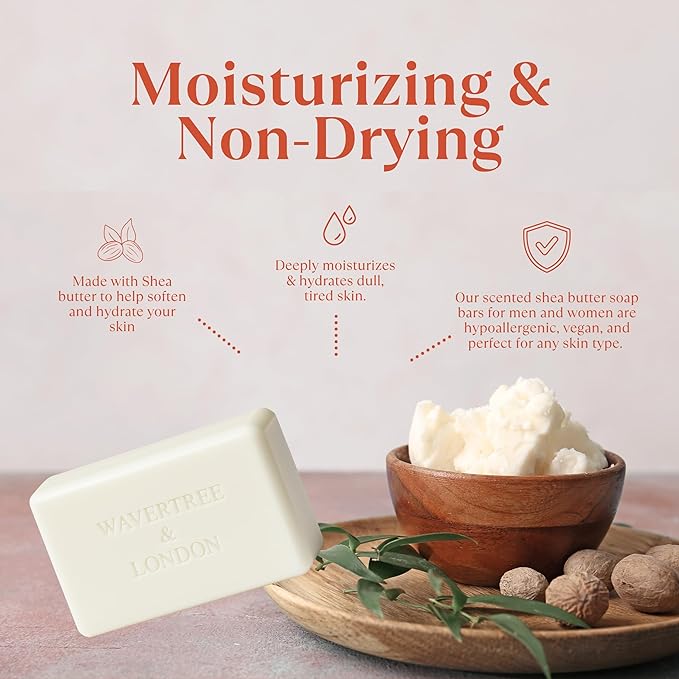 Wavertree & London Persimmon & Red Currant Scented Natural Soap (8 Bars), 7oz Moisturizing French Triple Milled Soap Bars enriched with shea butter - Pure Plant Oil Bath & Body Bars for All Skin Types