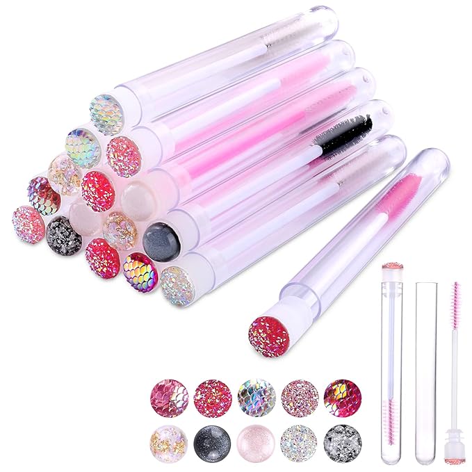 10pcs Eyelash brush Lash Wand Makeup tool Eyelash Extension supplies Cleaning brush Diamond Mascara mix color