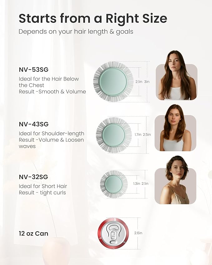 AIMIKE NaturaVol Round Brush for Blow Out, Small Round Hair Brush Nano Thermal Ceramic & Ionic Tech, for Blow Drying & Salon-like Styling at Home, Maximum Volume Shine -2.1” Overall Dia for Short Hair