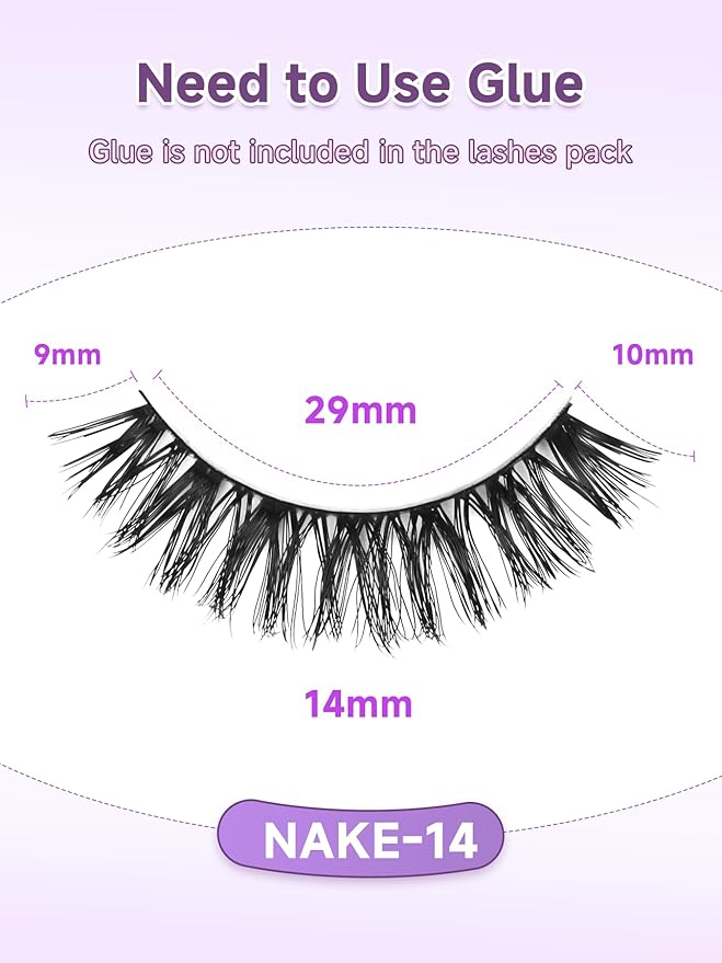 Eyelashes Natural False Lashes Wispy Lash 14mm Eyelash with Thin Memory Band Volume Lashes Strips C Curl Fake Eyelashes 7 Pair EVENTILL
