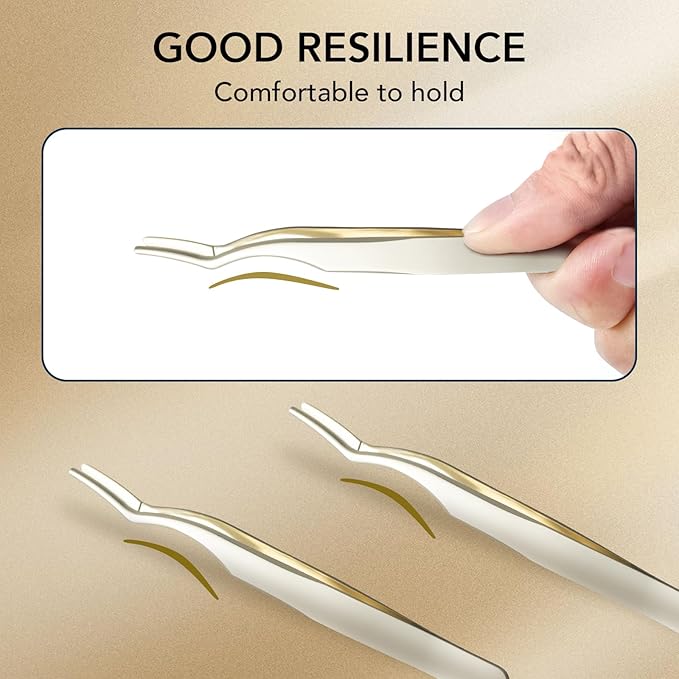 Stainless Steel Lash Applicator Tweezers - Curved Lash Clamper for False Lashes Application and Removal