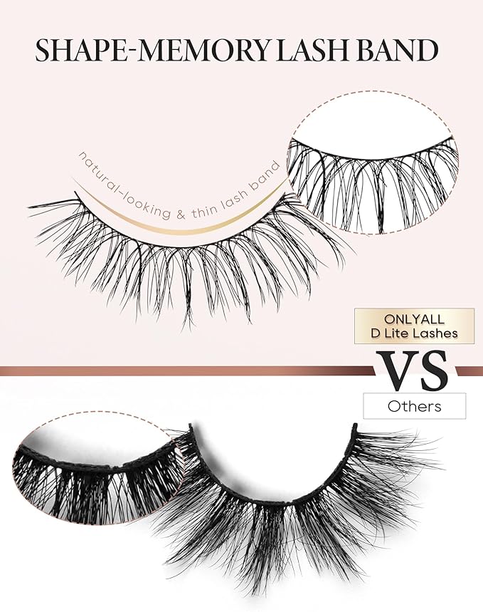 Onlyall Natural Lashes Wispy Lashes Natural Look False Eyelashes Natural Flared Eyelashes False Eye Lashes Soft Fluffy Lashes 7 Pairs T29