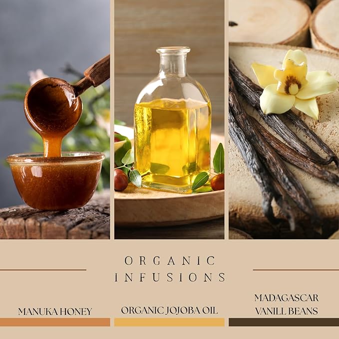 100% Grass-Fed Whipped Tallow Balm & Organic Jojoba Oil infused Organic Madagascar Vanilla Beans/Manuka Honey: face/body moisturizer for dry, sensitive skin/eczema (VANILLA HONEY)