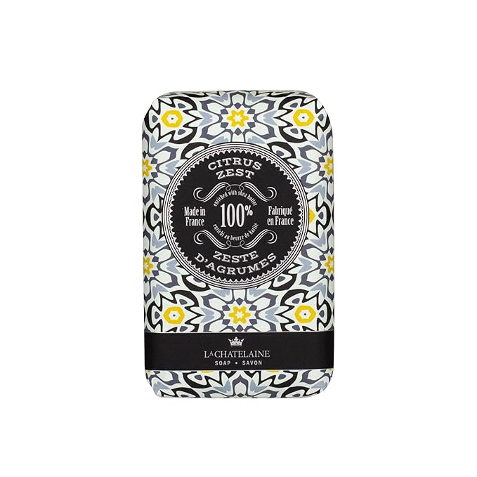 La Chatelaine Luxury Bar Soap Trio Gift Set Tin | Made in France | Natural and Organic | Shea Butter Formula | 3 x 8.8 oz / 250g - Red Mosaic Soap Trio (Deep Blue Sea, Sandalwood, Citrus Zest)