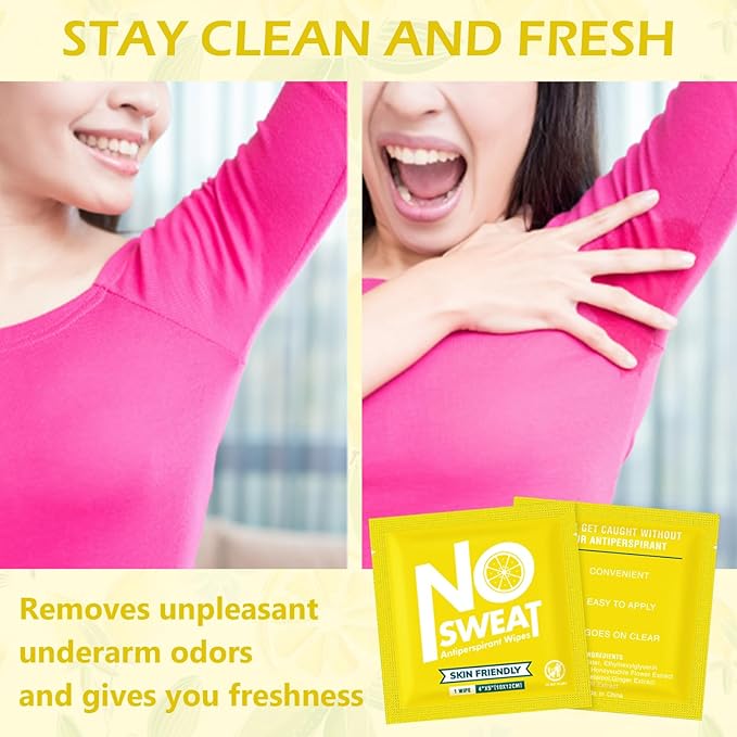 Timgle 150 Pcs Mini Travel Deodorant Wipes Individually Wrapped Antiperspirant Armpit Deodorant Body Sweat Wipes for Teens Women Men Sports Travel Underarm Sweating(Lemon)